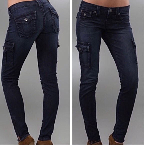 True Religion Denim - True Religion Krista Skinny Cargo Dark Wash Jeans